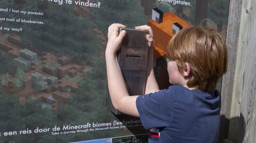 Kind speelt met het Minecraft-vosbord in het Vossendoolhof